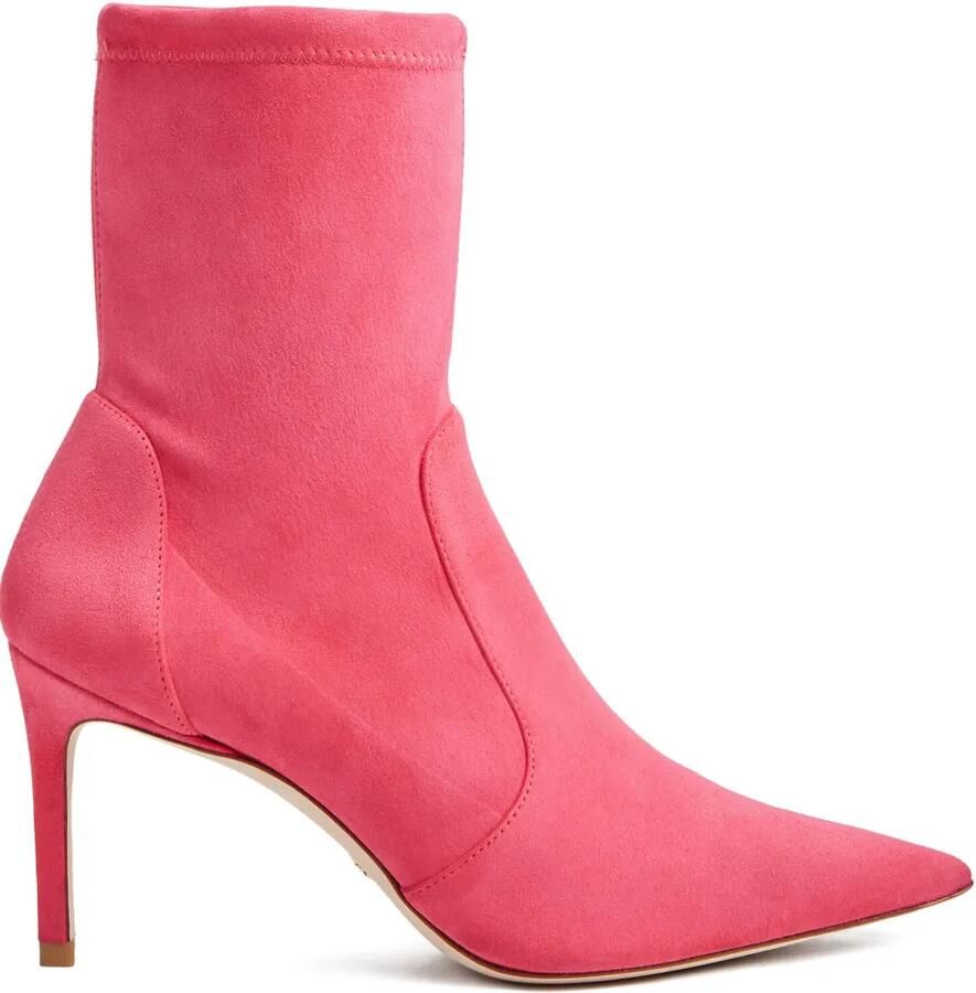 Stuart Weitzman 85 mm stretch enkellaarzen Roze