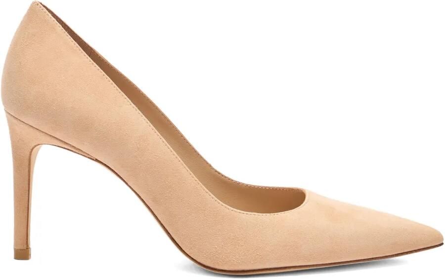 Stuart Weitzman 85 mm Stuart Power suède pumps met puntige neus Roze