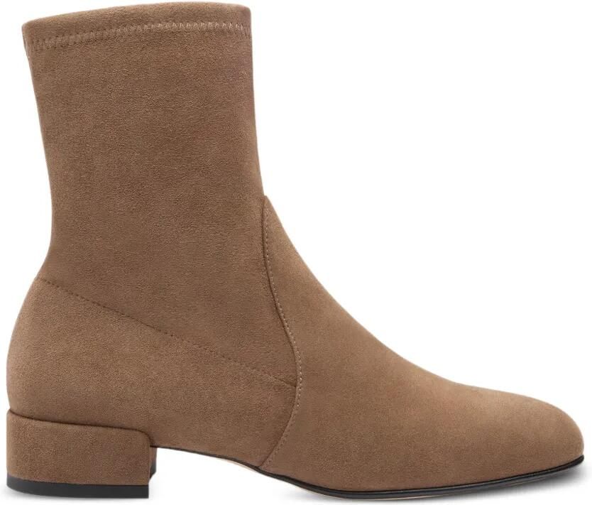 Stuart Weitzman Bacari enkellaarzen van stretchsuède Bruin
