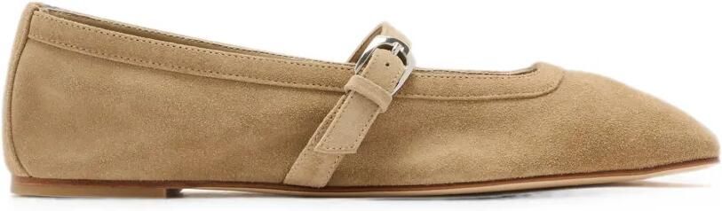 Stuart Weitzman Ballerina's met gespsluiting en vierkante neus Beige