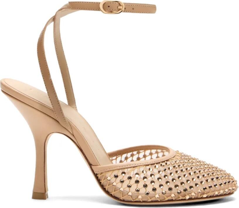 Stuart Weitzman Bareitall pumps verfraaid met kristallen en enkelbandje Beige