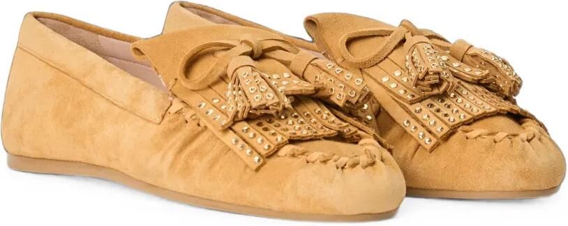 Stuart Weitzman Barry kiltie loafers verfraaid met studs Geel - Foto 3