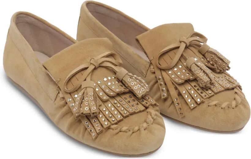 Stuart Weitzman Barry loafers verfraaid met studs en franje Beige - Foto 3