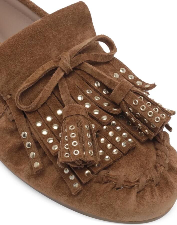 Stuart Weitzman Barry suède loafers met franje Bruin - Foto 2