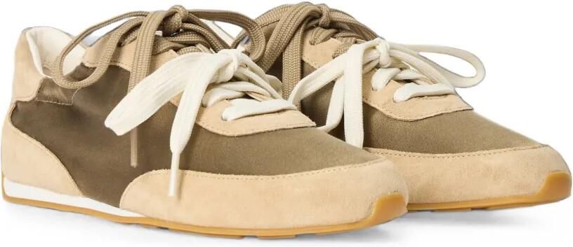 Stuart Weitzman Bond Ruche sneakers met dubbele veters Beige - Foto 3