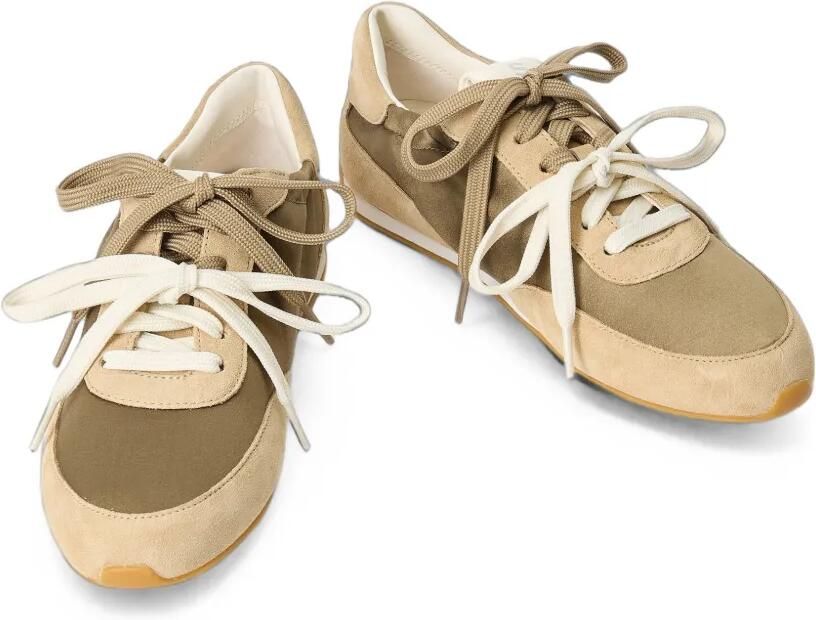 Stuart Weitzman Bond Ruche sneakers met dubbele veters Beige - Foto 2