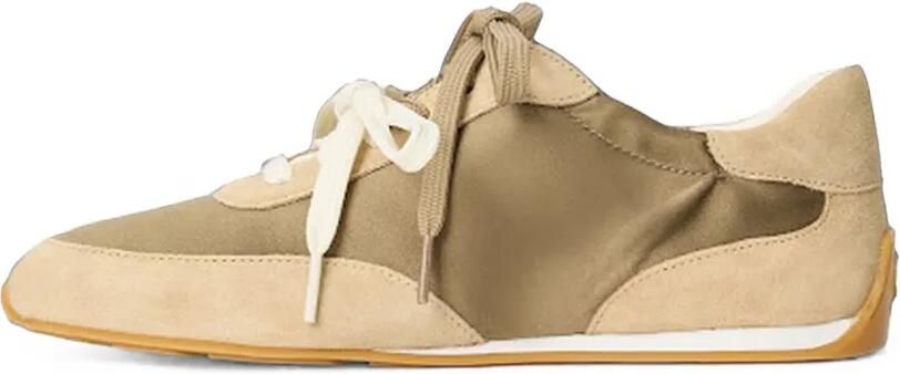 Stuart Weitzman Bond Ruche sneakers met dubbele veters Beige - Foto 4