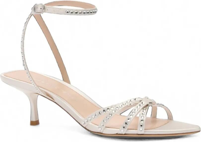 Stuart Weitzman Carlyle satijnen sandalen verfraaid met kristallen Wit - Foto 4
