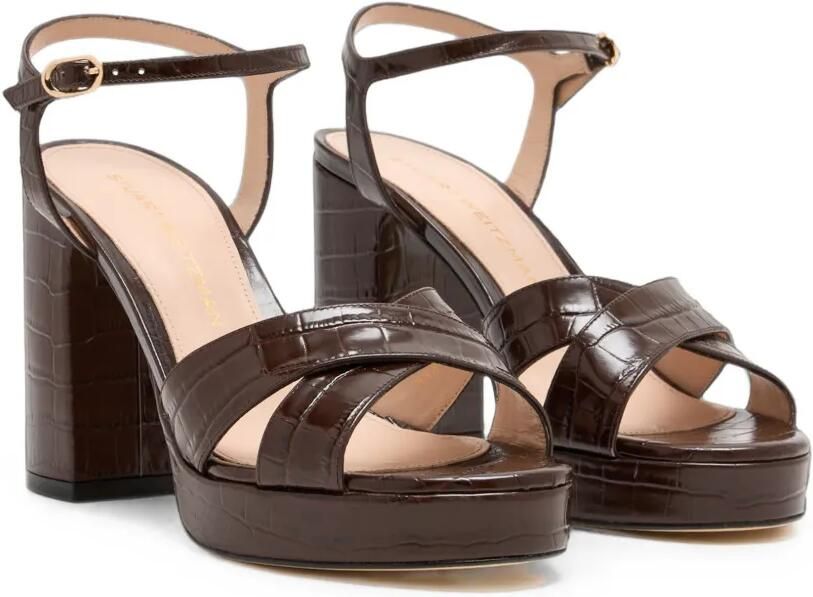 Stuart Weitzman Dayna 100 sandalen met krokodillen-reliëf en hak Bruin - Foto 4