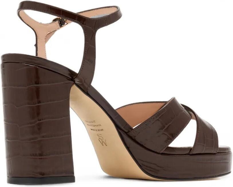 Stuart Weitzman Dayna 100 sandalen met krokodillen-reliëf en hak Bruin - Foto 3