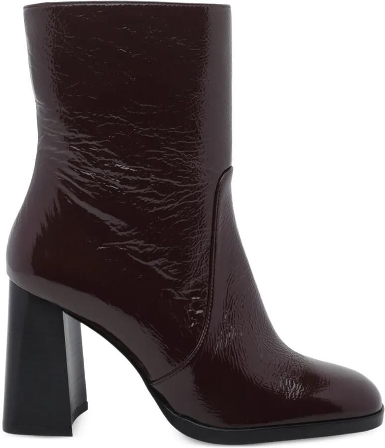 Stuart Weitzman Enkellaarzen met blokhak en gelakte afwerking Rood