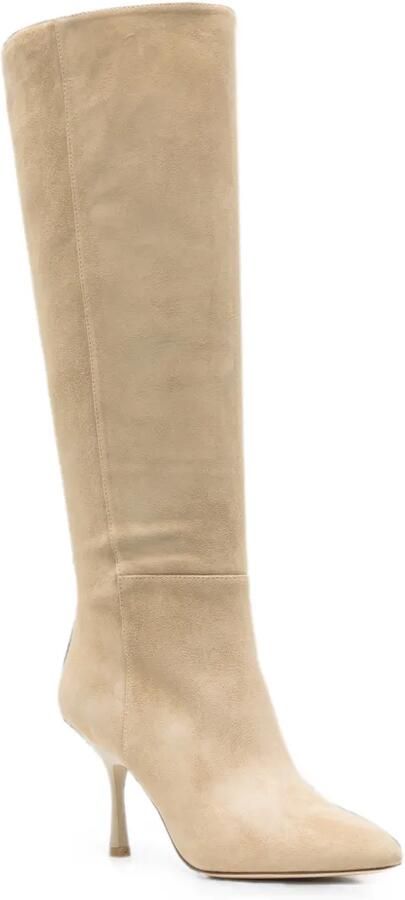 Stuart Weitzman Enkellaarzen met puntige neus Beige