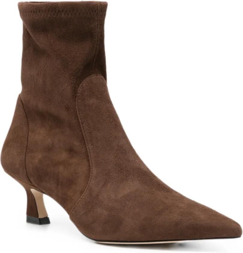 Stuart Weitzman Enkellaarzen met puntige neus Bruin