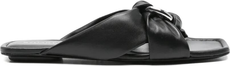 Stuart Weitzman Geknoopte slippers met ringdetail Zwart
