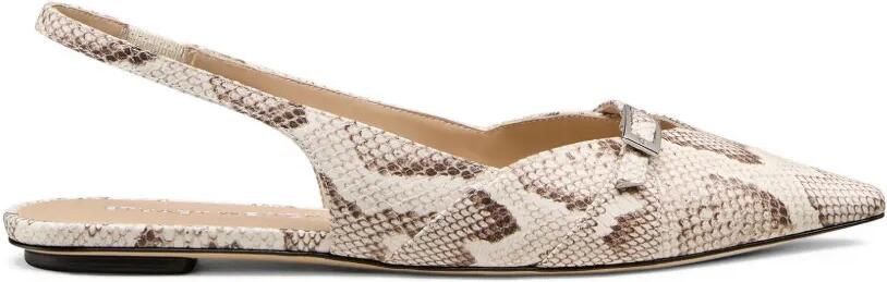 Stuart Weitzman Georgie slingback pumps met slangenprint Beige