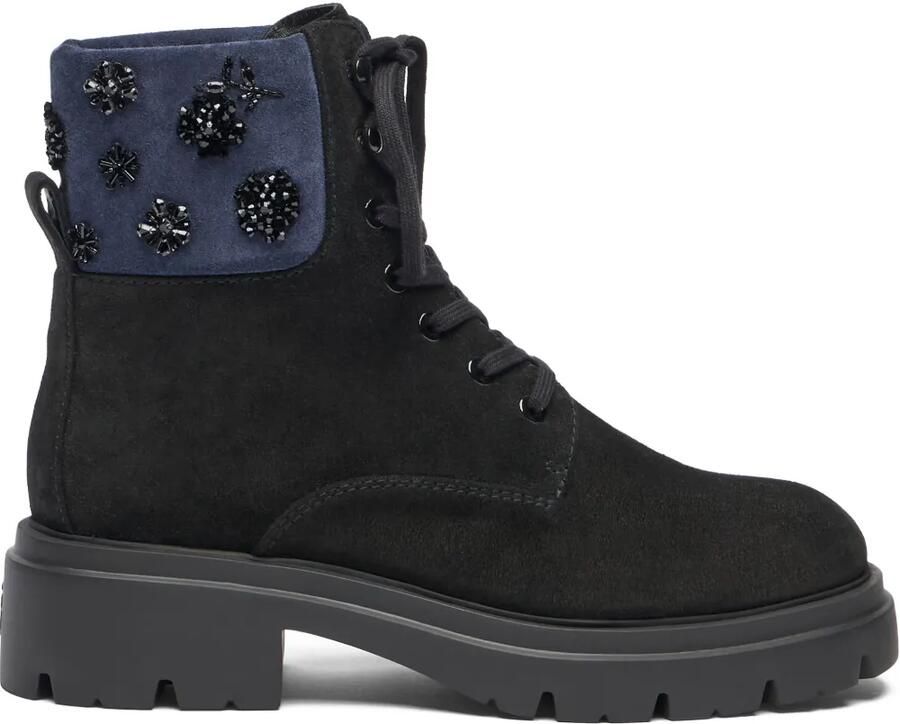 Stuart Weitzman Hudson veterlaarzen met borduurwerk Zwart