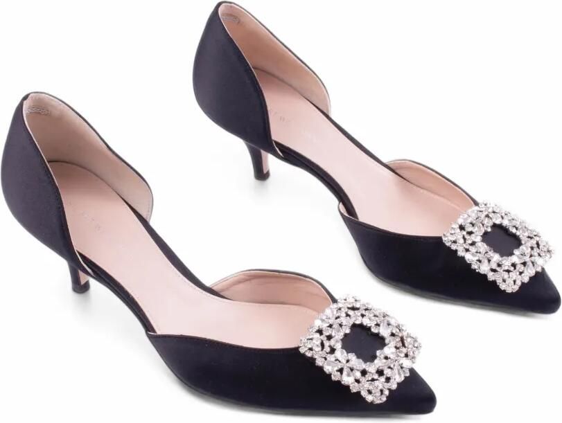 Stuart Weitzman Satijnen pumps verfraaid met juwelen Zwart - Foto 3