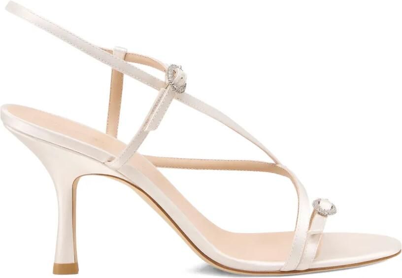 Stuart Weitzman Kensington sandalen verfraaid met kristallen en hak Beige