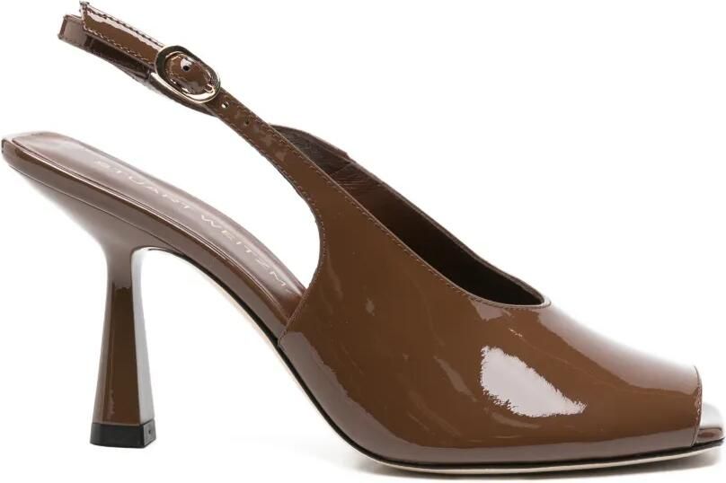 Stuart Weitzman Lakleren sandalen met open neus Bruin
