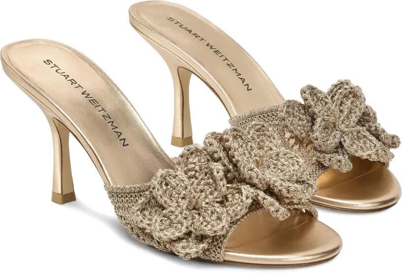 Stuart Weitzman Lotus gehaakte sandalen met bloemapplicatie Goud - Foto 3