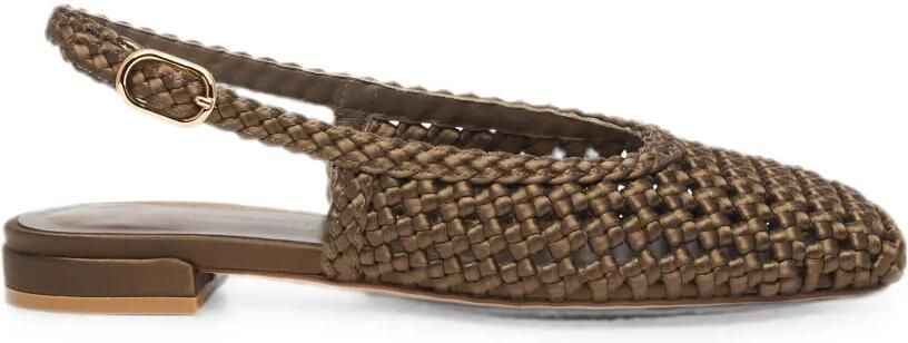 Stuart Weitzman Marina geweven slingback pumps Bruin