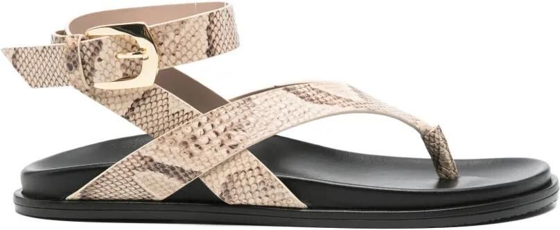 Stuart Weitzman Marykate sandalen met slangenleer-effect Beige