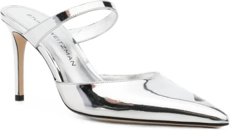 Stuart Weitzman Metallic muiltjes met puntige neus Zilver - Foto 2