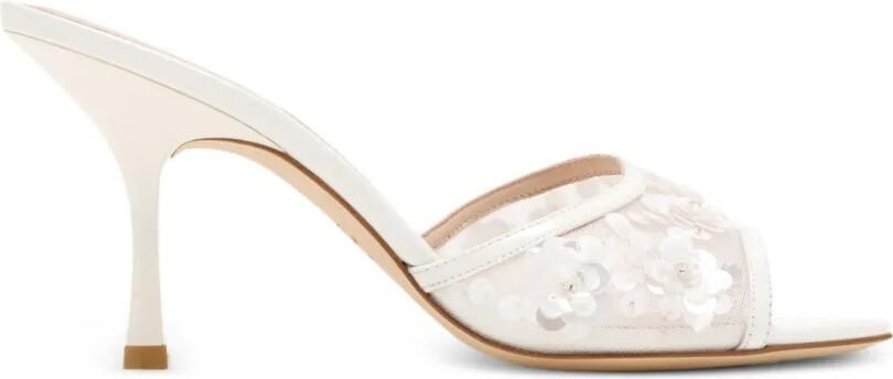 Stuart Weitzman Montrose mesh sandalen verfraaid met pailletten Wit