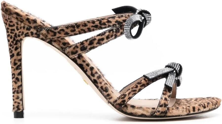 Stuart Weitzman Muiltjes met luipaardprint Bruin