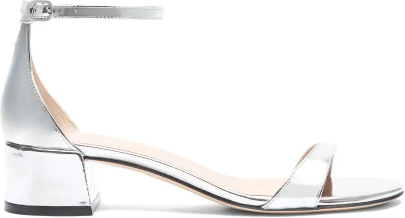 Stuart Weitzman Nudist Block 35 leren sandalen Zilver