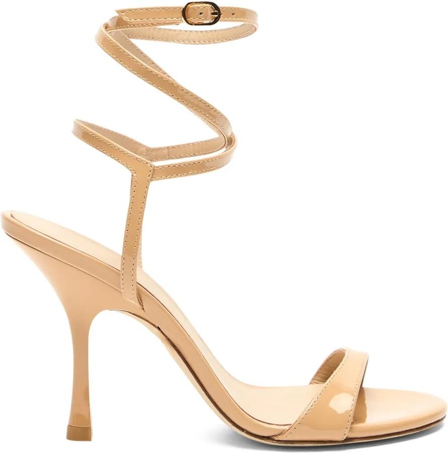 Stuart Weitzman Nudist Wrap 100 mm lakleren sandalen Beige