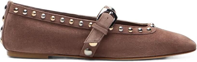 Stuart Weitzman Perry ballerina's met strik verfraaid met studs Bruin