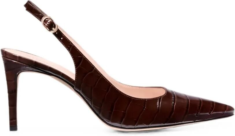 Stuart Weitzman Power Slingback 75 pumps met krokodillen-reliëf Bruin