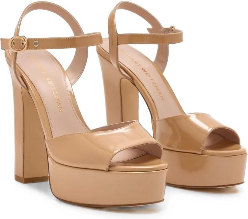 Stuart Weitzman Reade lakleren sandalen met plateauzool Beige - Foto 3