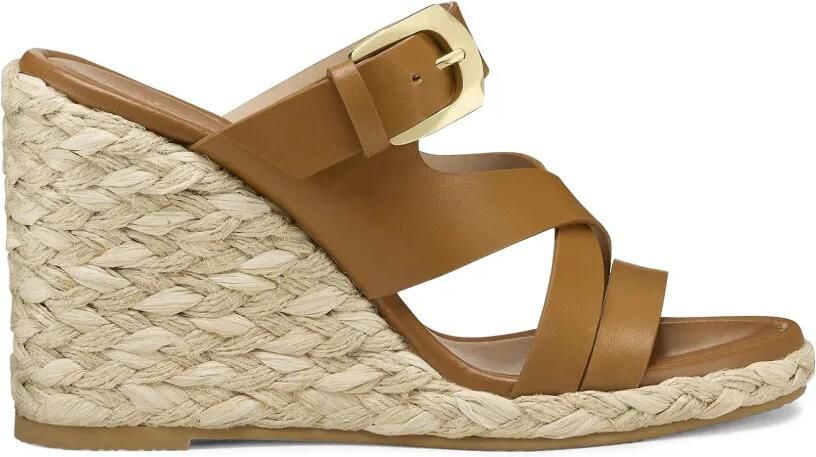 Stuart Weitzman Sai espadrilles met gespsluiting en sleehak Beige