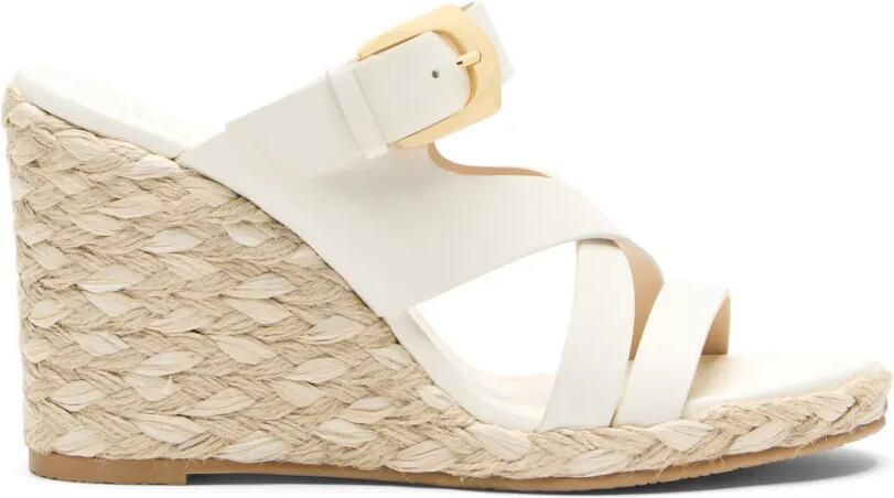 Stuart Weitzman Sai espadrilles met gespsluiting en sleehak Wit