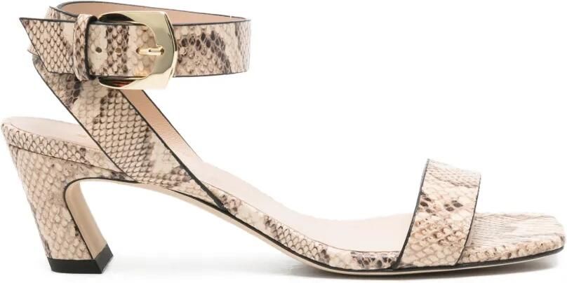 Stuart Weitzman Sai sandalen met slangenleer-effect Beige