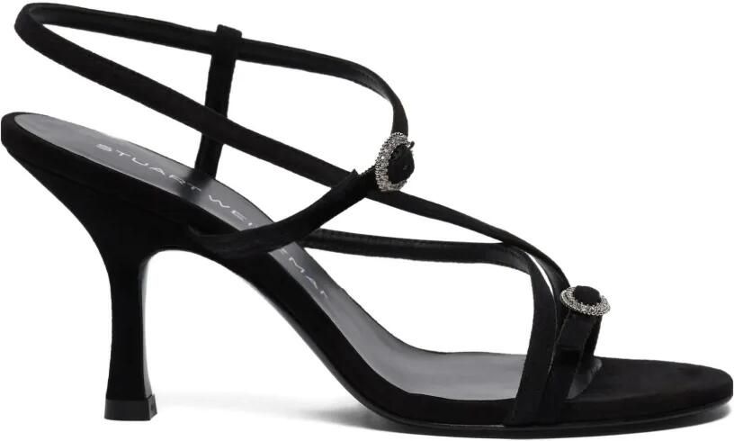 Stuart Weitzman Sandalen met bandjes en kristallen Zwart