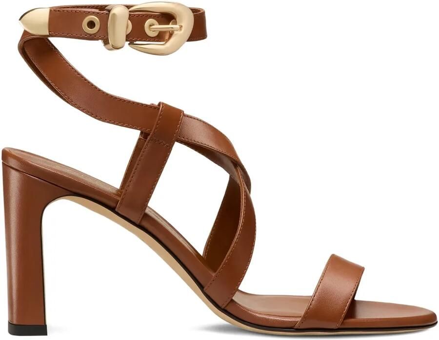 Stuart Weitzman Sandalen met gekruiste bandjes en gesp Bruin