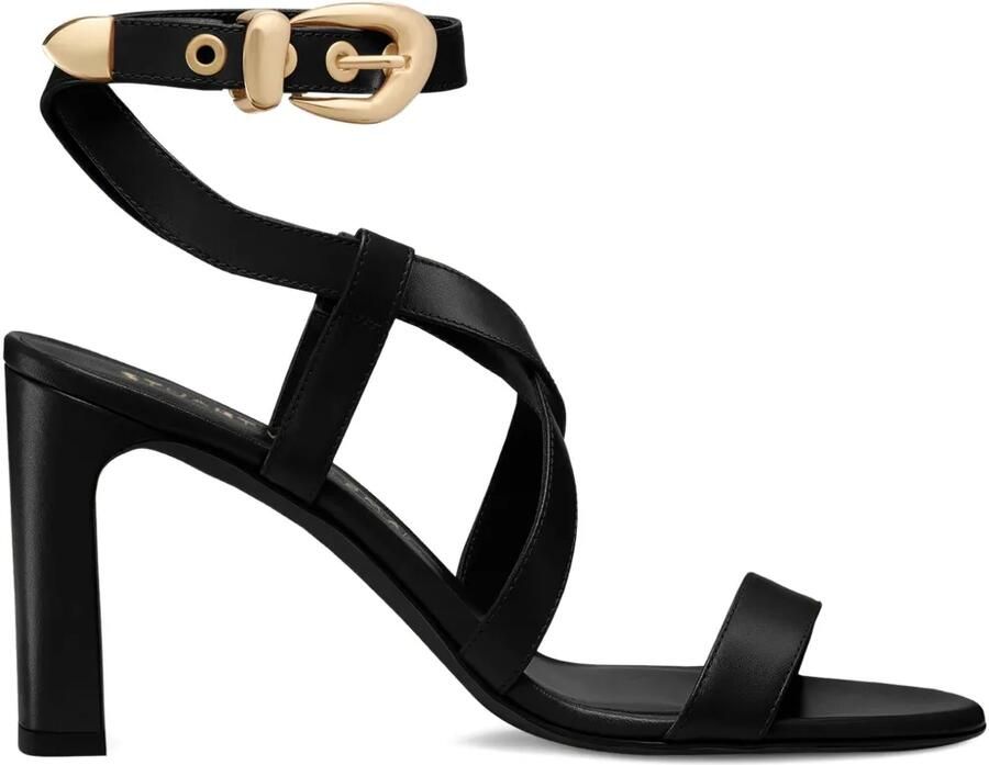 Stuart Weitzman Sandalen met gekruiste bandjes en gesp Zwart