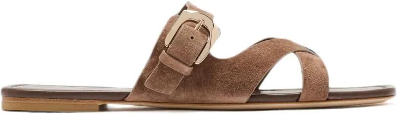 Stuart Weitzman Sandalen met gespsluiting en gekruiste bandjes Bruin