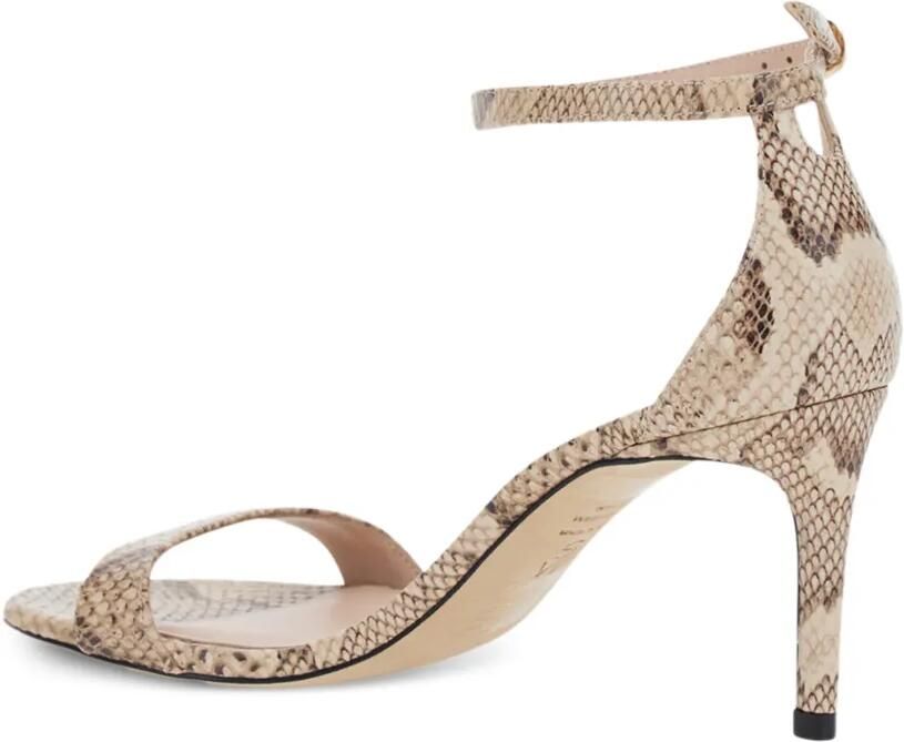 Stuart Weitzman Sandalen met slangen-effect en bandjes Beige