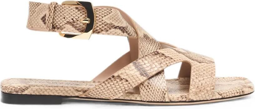 Stuart Weitzman Sandalen met slangen-effect en vierkante neus Beige