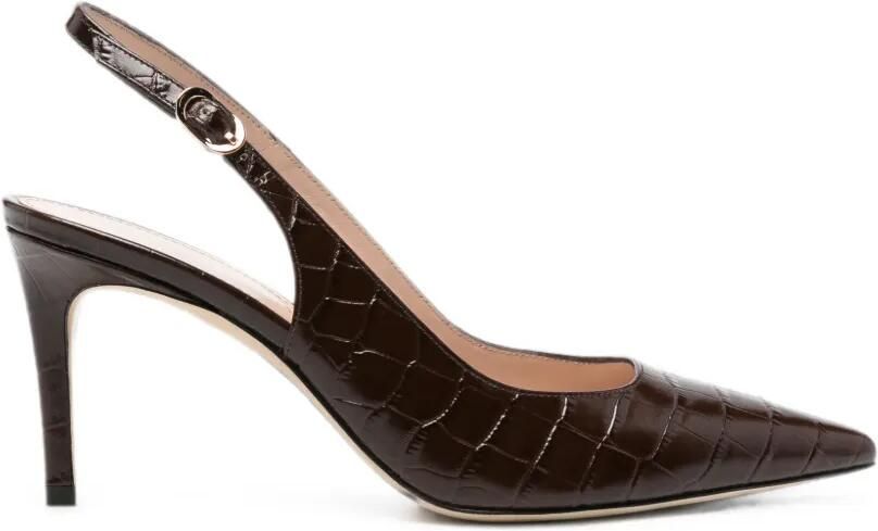 Stuart Weitzman Slingback pumps met krokodillen-reliëf Bruin