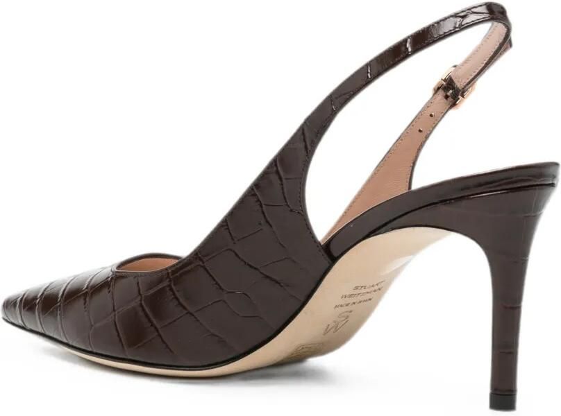 Stuart Weitzman Slingback pumps met krokodillen-reliëf Bruin - Foto 3