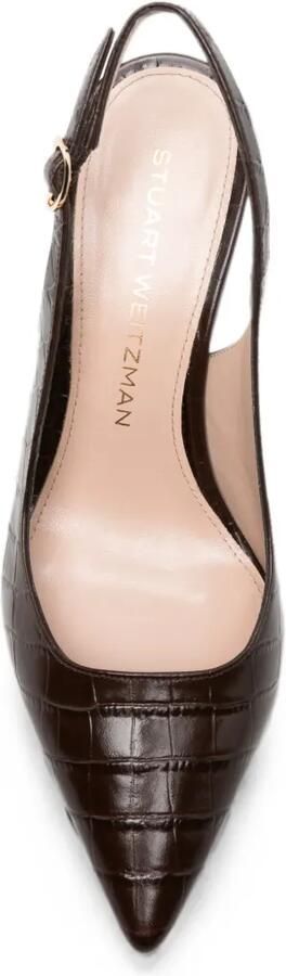 Stuart Weitzman Slingback pumps met krokodillen-reliëf Bruin - Foto 4