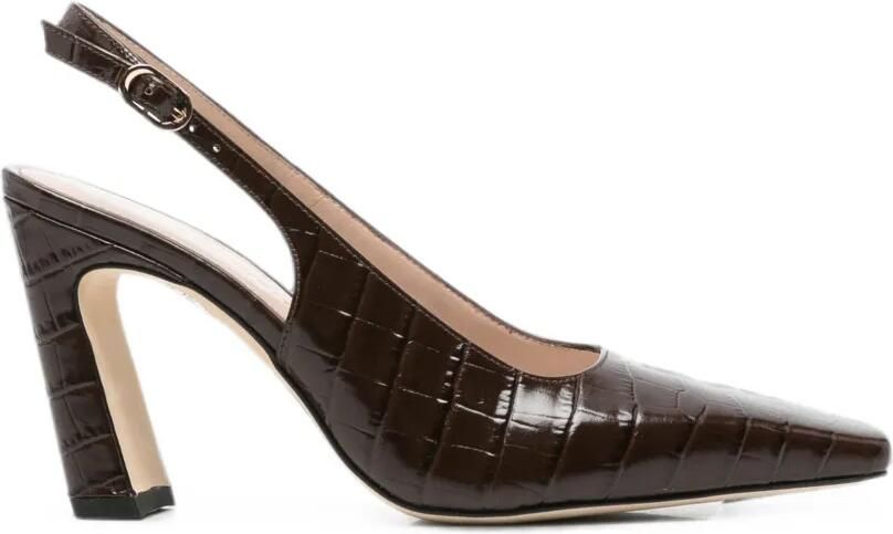 Stuart Weitzman Slingback pumps met krokodillen-reliëf Bruin
