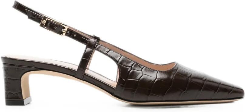 Stuart Weitzman Slingback pumps met krokodillen-reliëf Bruin