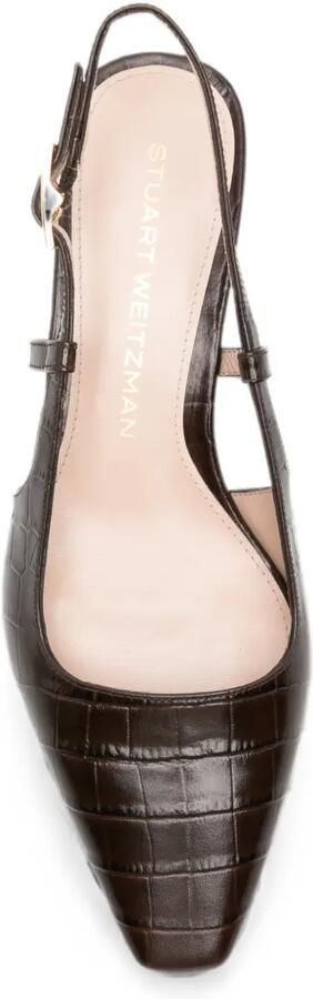 Stuart Weitzman Slingback pumps met krokodillen-reliëf Bruin - Foto 4