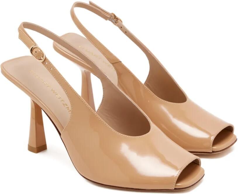 Stuart Weitzman Slingback pumps met open neus en hak Beige - Foto 3